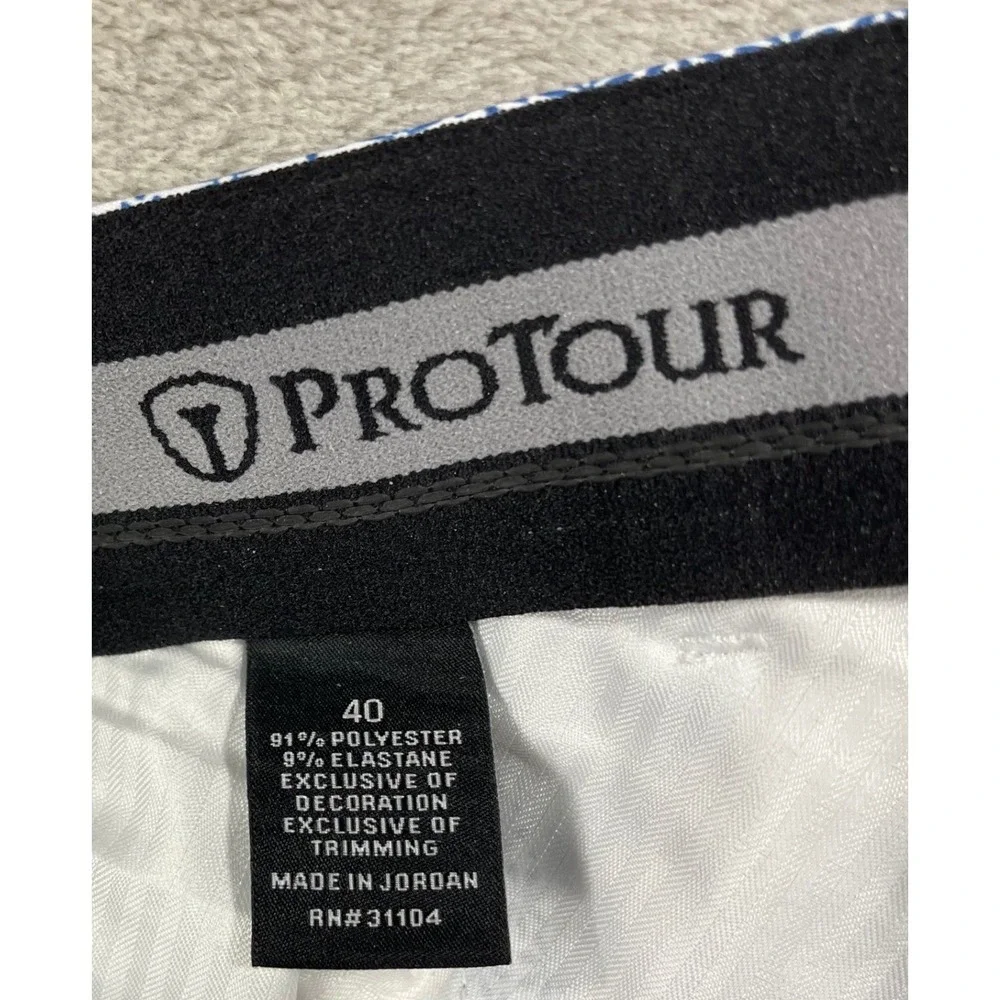 ProTour Golf Shorts Mens 40 Blue White‎ Floral Geometric Performance Stretch